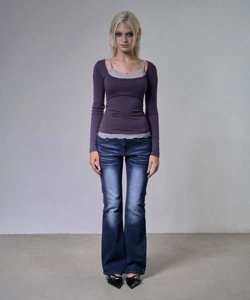 LACE LAYERED LONG SLEEVE (PURPLE) F26ZB522