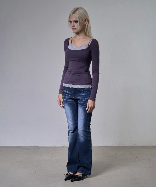 LACE LAYERED LONG SLEEVE (PURPLE) F26ZB522