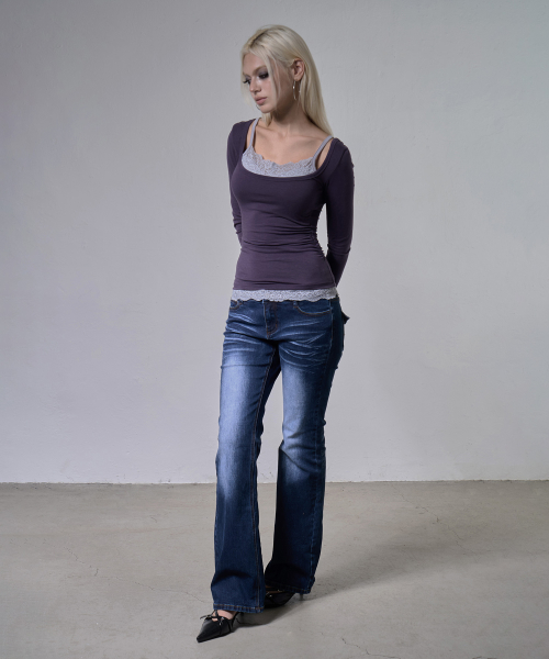 LACE LAYERED LONG SLEEVE (PURPLE) F26ZB522
