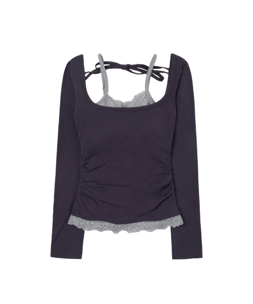 LACE LAYERED LONG SLEEVE (PURPLE) F26ZB522