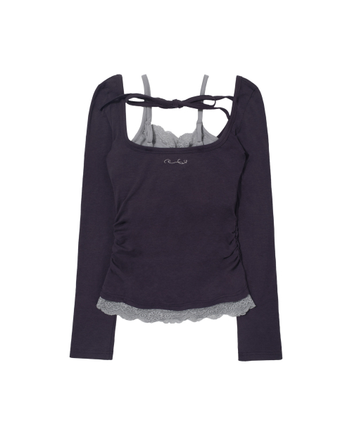 LACE LAYERED LONG SLEEVE (PURPLE) F26ZB522