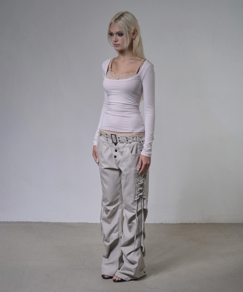 LACE LAYERED LONG SLEEVE (IVORY) F26ZB522