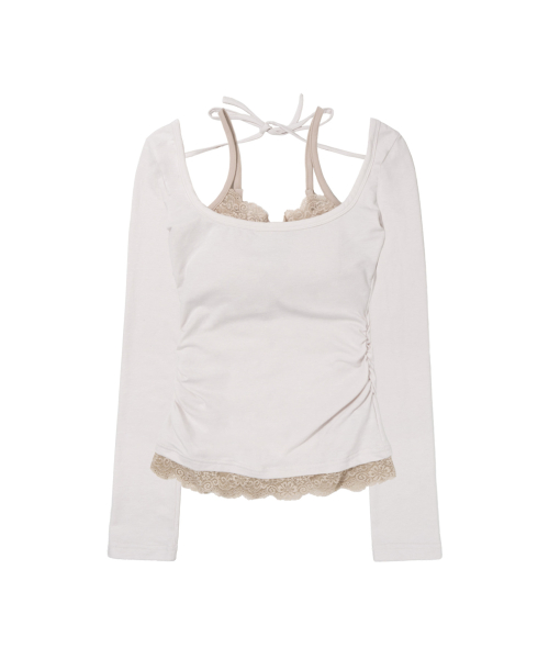LACE LAYERED LONG SLEEVE (IVORY) F26ZB522