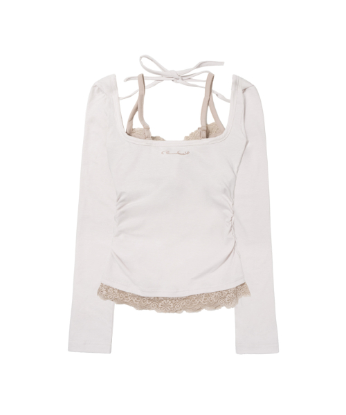 LACE LAYERED LONG SLEEVE (IVORY) F26ZB522