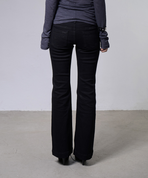 BLING BELTED BOOTCUT PANTS (BLACK) F26ZD464