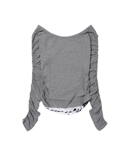 DOUBBLE LAYERED SHIRRING TOP (MELANGE) F26ZB524