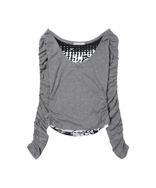 DOUBBLE LAYERED SHIRRING TOP (MELANGE) F26ZB524