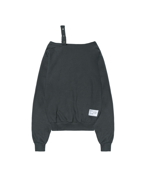 ONE-SHOULDER BUCKLE SWEATSHIRT (CHARCOAL) F26ZB063