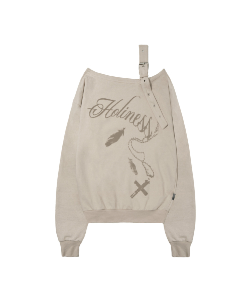 ONE-SHOULDER BUCKLE SWEATSHIRT (BEIGE) F26ZB063