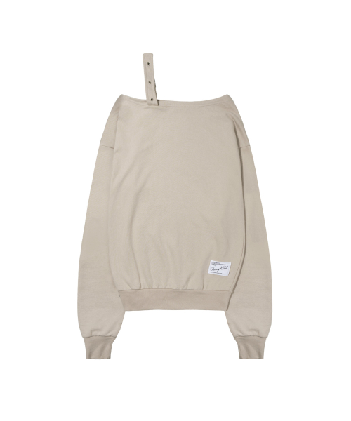 ONE-SHOULDER BUCKLE SWEATSHIRT (BEIGE) F26ZB063