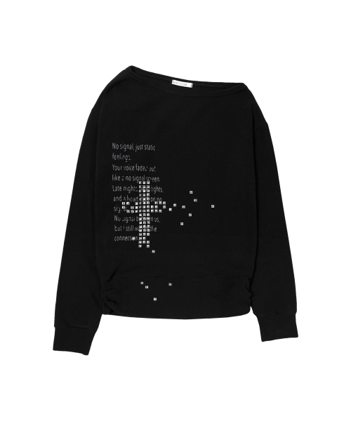 PIXEL CROSS ONE-SHOULDER SWEATSHIRT (BLACK) F26ZB535