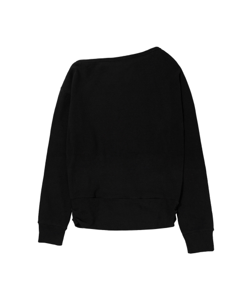PIXEL CROSS ONE-SHOULDER SWEATSHIRT (BLACK) F26ZB535
