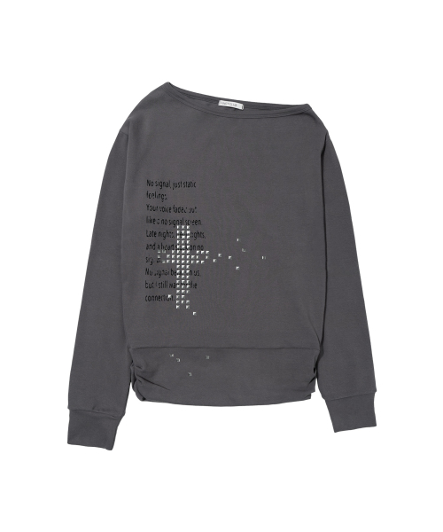 PIXEL CROSS ONE-SHOULDER SWEATSHIRT (CHARCOAL) F26ZB535