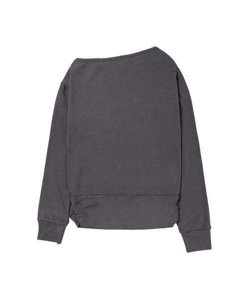 PIXEL CROSS ONE-SHOULDER SWEATSHIRT (CHARCOAL) F26ZB535