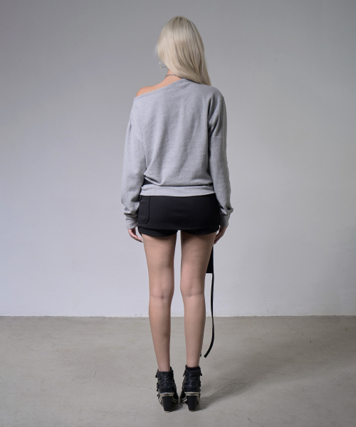 PIXEL CROSS ONE-SHOULDER SWEATSHIRT (MELANGE GRAY) F26ZB535