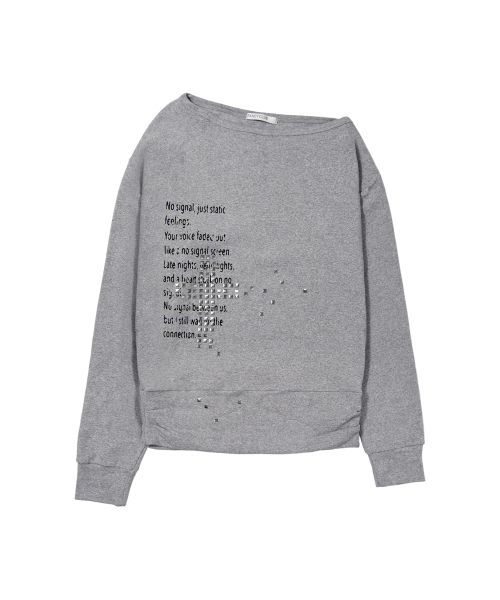 PIXEL CROSS ONE-SHOULDER SWEATSHIRT (MELANGE GRAY) F26ZB535