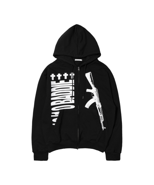 BADDIE HOODED ZIP-UP (BLACK) F26ZA511