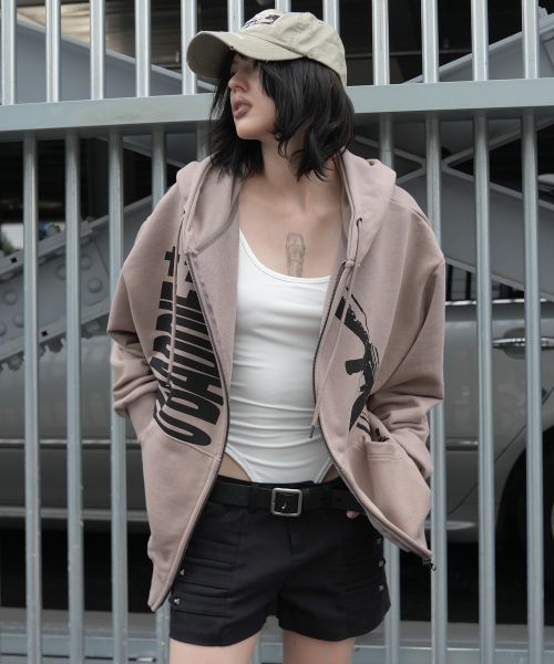 Baddie Hooded Zip-Up (Moka Brown) F26ZA511