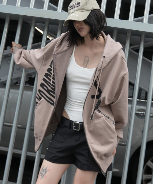 Baddie Hooded Zip-Up (Moka Brown) F26ZA511