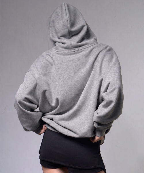 BADDIE HOODED ZIP-UP (MELANGE GRAY) F26ZA511