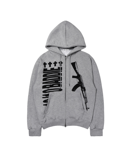 BADDIE HOODED ZIP-UP (MELANGE GRAY) F26ZA511