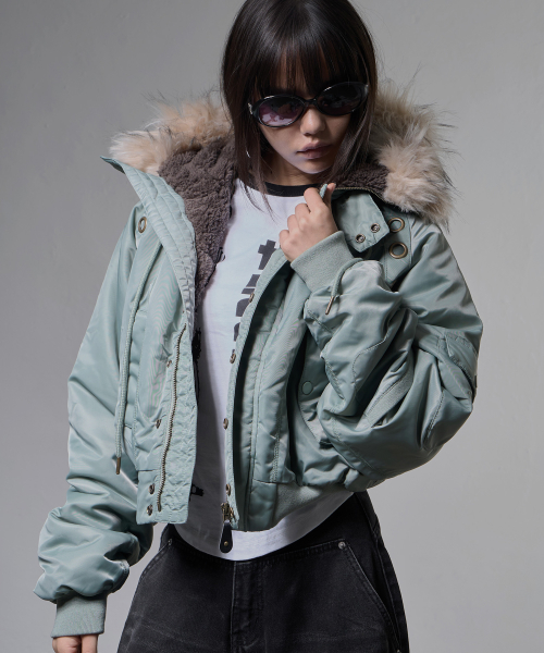 EYELET FUR MA-1 (ASH KHAKI) F26ZA003