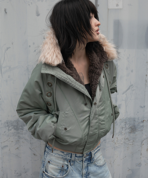 EYELET FUR MA-1 (ASH KHAKI) F26ZA003