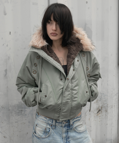 EYELET FUR MA-1 (ASH KHAKI) F26ZA003