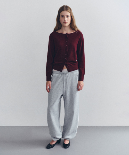 LACE SAGGING SWEAT PANTS MELANGE GRAY