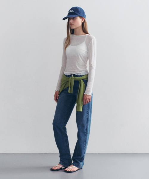 LOW RISE VINTAGE STRAIGHT DENIM MID BLUE