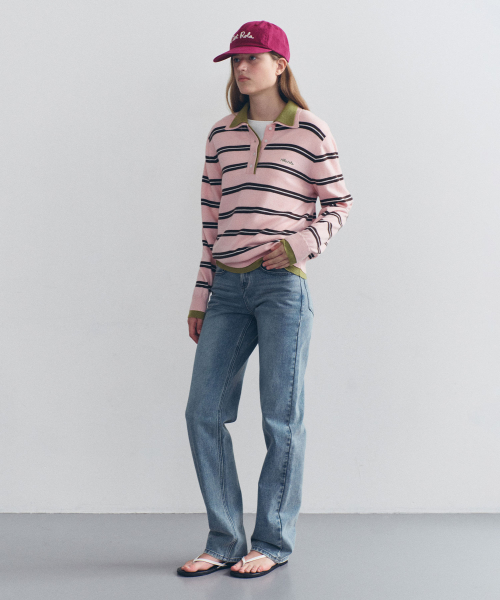 LOW RISE VINTAGE STRAIGHT DENIM WASHED BLUE