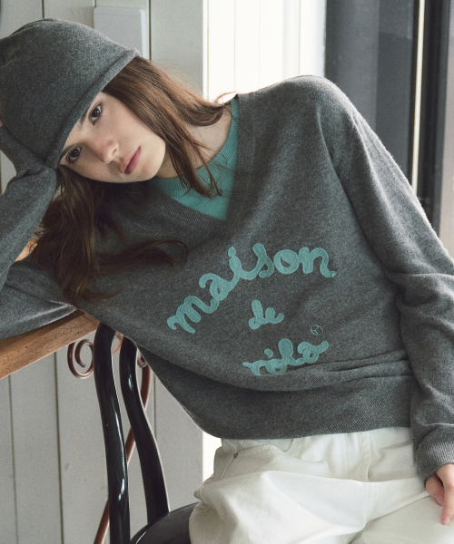 MAISON DE ROLA EMBROIDERY LAYERED KNIT GY+MT