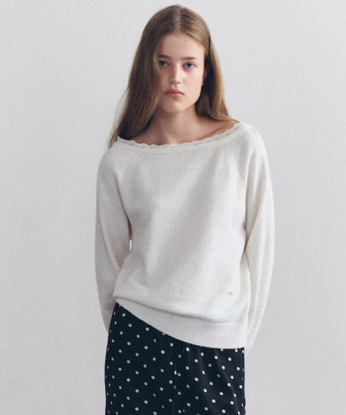 BOATNECK LACE KNIT IVORY