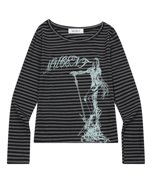 RESA PRINTING STRIPE LONG SLEEVE T