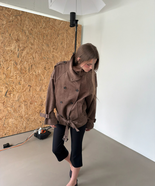 AUTHENTIC TRENCH SUEDE JACKET (BROWN)
