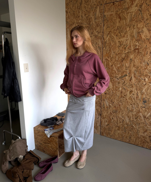 SNAP DRAPE SKIRT (MELAGE GREY)