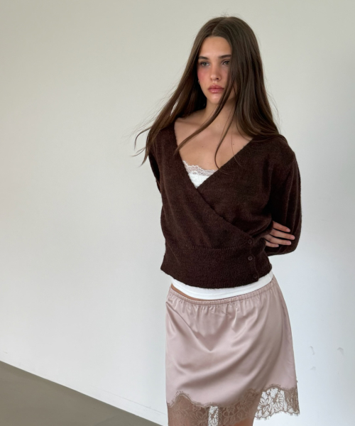 WOOL WRAP KNIT (BROWN)