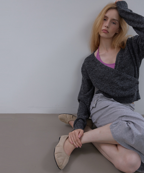 WOOL WRAP KNIT (CHARCOAL)