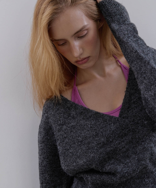 WOOL WRAP KNIT (CHARCOAL)