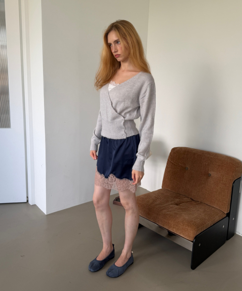 WOOL WRAP KNIT (LIGHT GREY)