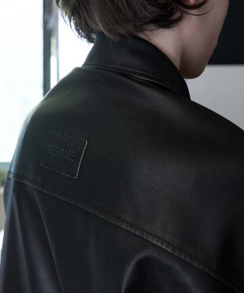 Garment Washed Leather Jacket (Dark brown)