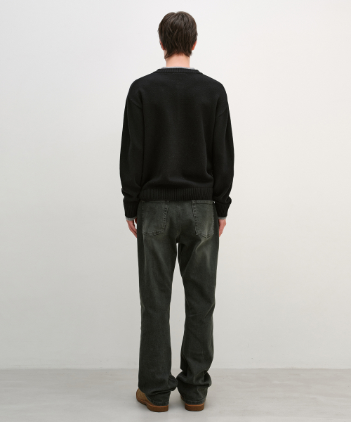 Stretched Semi Flare Jeans KHAKI