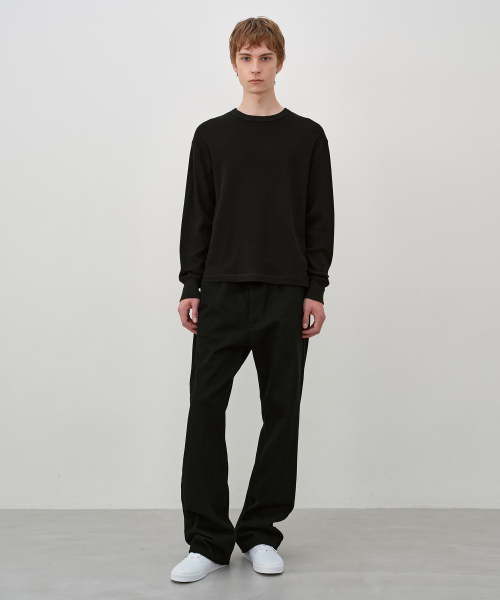 Honeycomb Crew Neck Long Sleeve BLACK