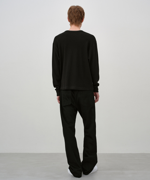 Honeycomb Crew Neck Long Sleeve BLACK