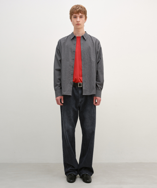 Oversized Check Shirt MINT BROWN