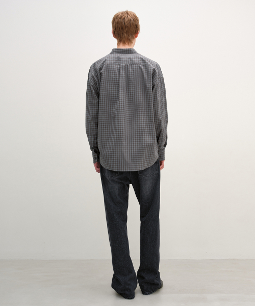 Oversized Check Shirt MINT BROWN