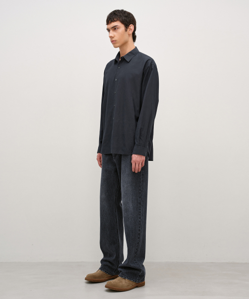 Garment Dyed Cotton Tencel Shirt CHARCOAL