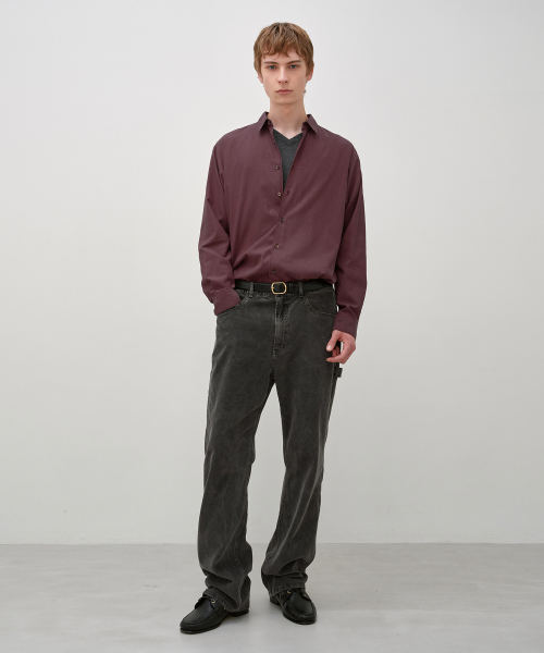Garment Dyed Cotton Tencel Shirt MAROON