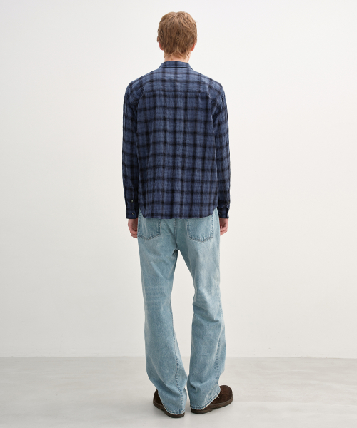 Garment Dyed Check Shirt BLUE
