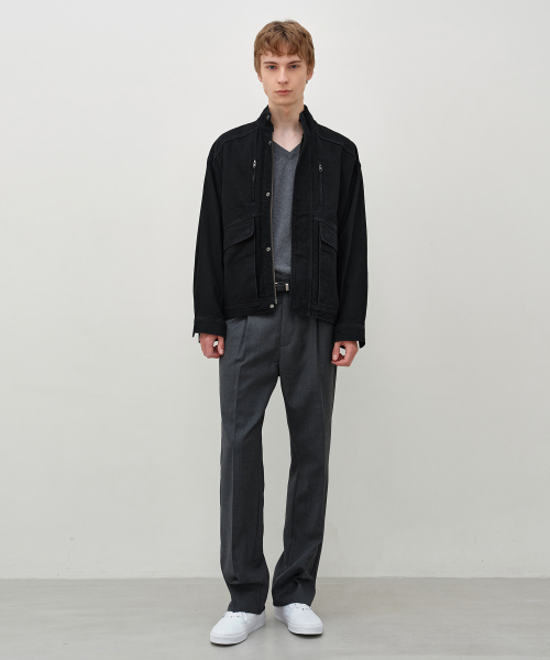 High Neck Denim Blouson BLACK